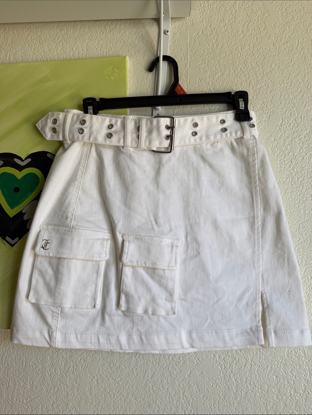 Juicy Couture White Belted Utility Mini Skirt